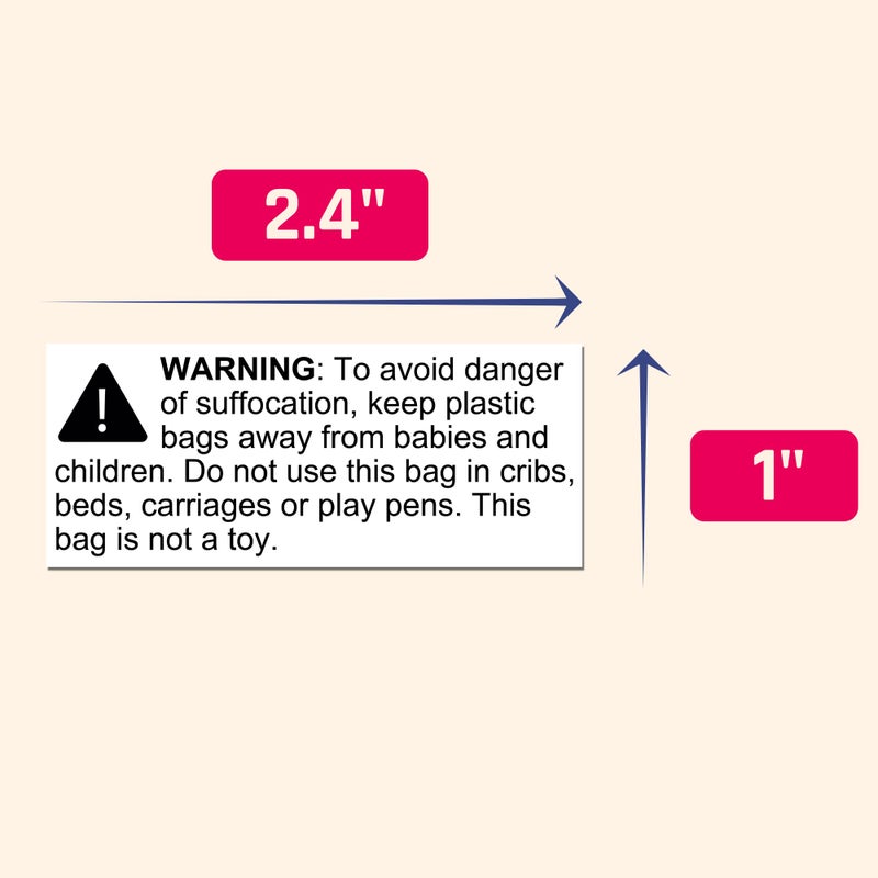 TownStix Suffocation Warning Labels Stickers, Hazard Risk for Plastic Bags - 2.4" x 1", 1000 Pieces - Image 2
